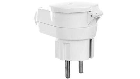 Rozdzielacz kątowy wtyczka-gniazdo z pokrywą z/u 16A 2P IP44 AWA-WGB biała 51.35-27473