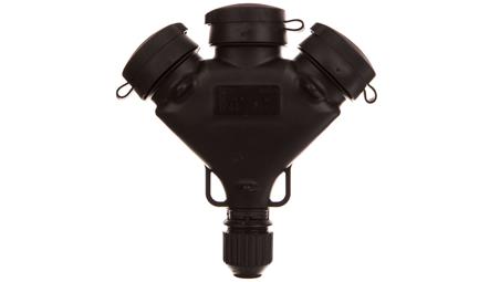 Rozgałężnik gumowy 3 gniazda z/u 16A IP44 FRG zielono-czarny 51.233-27503