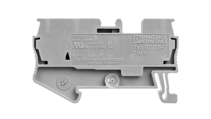 Złączka szynowa 3-przewodowa 0,08-4mm2 szara ST 2,5-TWIN 3031241-74158