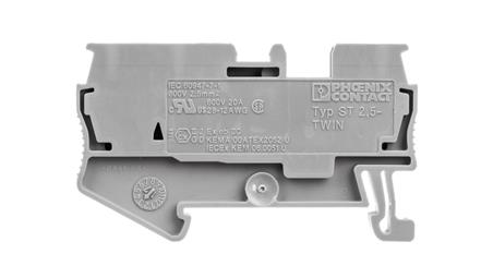 Złączka szynowa 3-przewodowa 0,08-4mm2 szara ST 2,5-TWIN 3031241-74158