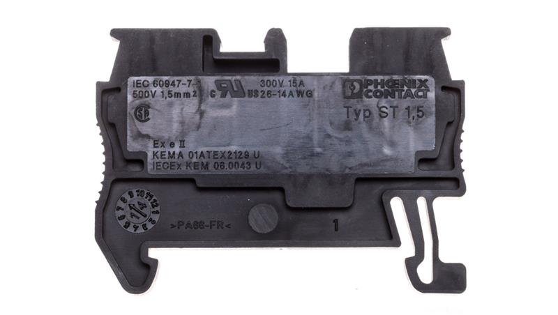 Złączka szynowa 2-przewodowa 0,08-1,5mm2 szara ST 1,5 BK 3037067-64990