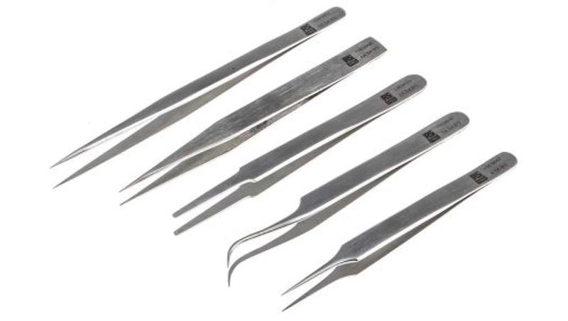 Zestaw pęset, materiał: Stal nierdzewna, RS PRO-89584 Zestaw pęset, materiał: Stal nierdzewna, RS PRO-89584