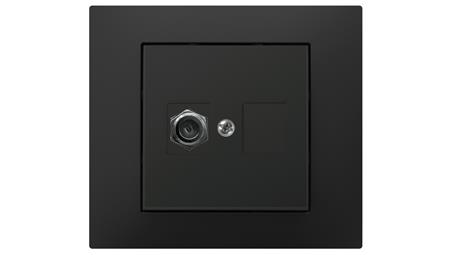 Vestra Gniazdo antenowe TV pojedyncze typ ff bez ramki podtynkowe IP20 czarny 3886-19-126