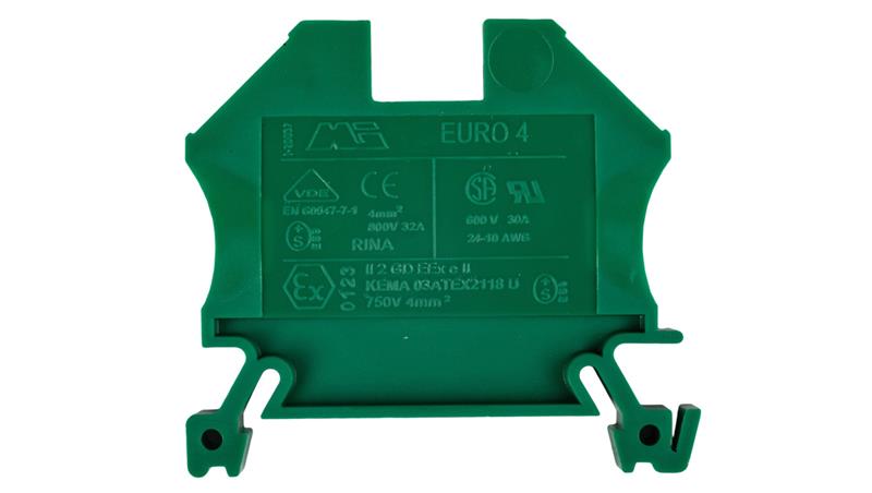 Złączka szynowa 2-przewodowa 4mm2 zielona EURO 43409GR-74108 Złączka szynowa 2-przewodowa 4mm2 zielona EURO 43409GR-74108