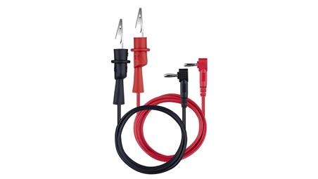 Kable przewody pomiarowe do miernika (wtyk kątowy typu BANAN / złącze typu KROKODYL) HQ 2x 0,85m czarny + czerwony-88989