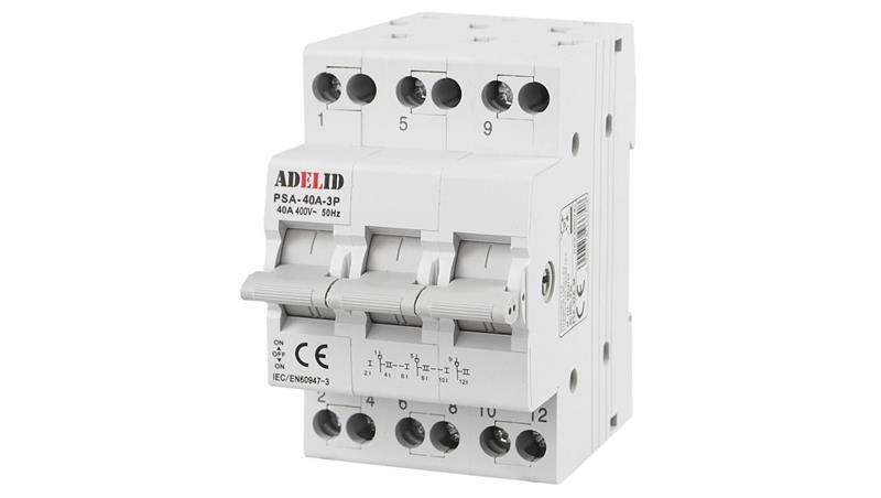 PRZEŁĄCZNIK ZASILANIA SIEĆ-AGREGAT 3P 40A 1-0-2 PSA-40A-3P-85171