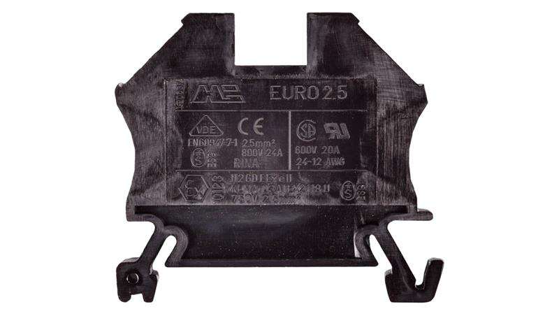 Złączka szynowa 2-przewodowa 2,5mm2 czarna EURO 43408BK-74062