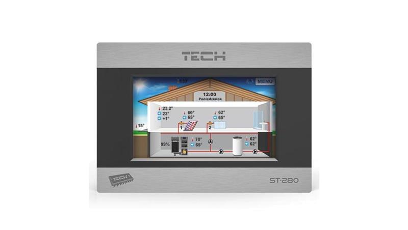 TECH ST-280 - Regulator pokojowy z komunikacją RS dotykowy kolor czarny-85486