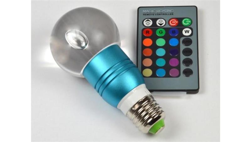 Żarówka LED Gais E27 3W RGB z pilotem niebieska--86153