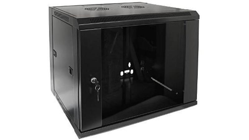 Szafa 19cali wisząca ZETA 9U 600x450 RAL9004 szkłod-88763