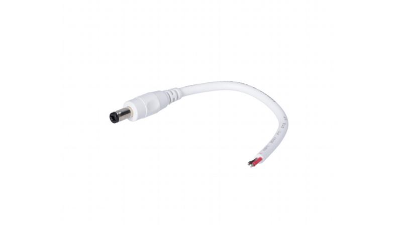 Wtyk DC 5.5x2.1 przewód biały 15cm 18awg-86950