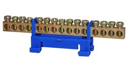 Listwa zaciskowa 15-polowa 10mm2 TH35 niebieska LZ-15B-88517