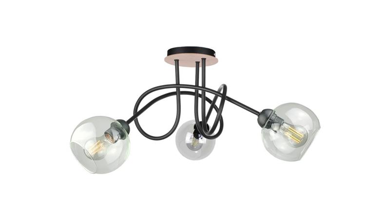 Lampa sufitowa nowoczesna 3xE27 EVIE BLACK/WOOD-87832