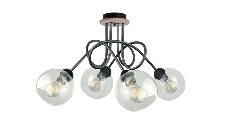Lampa sufitowa nowoczesna 4xE27 EVIE BLACK/WOOD-87839 Lampa sufitowa nowoczesna 4xE27 EVIE BLACK/WOOD-87839