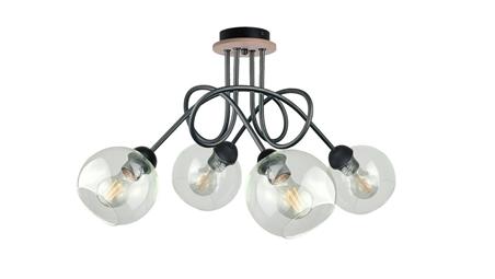 Lampa sufitowa nowoczesna 4xE27 EVIE BLACK/WOOD-87839