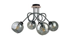Lampa sufitowa nowoczesna 4xE27 RING BLACK/WOOD-87847