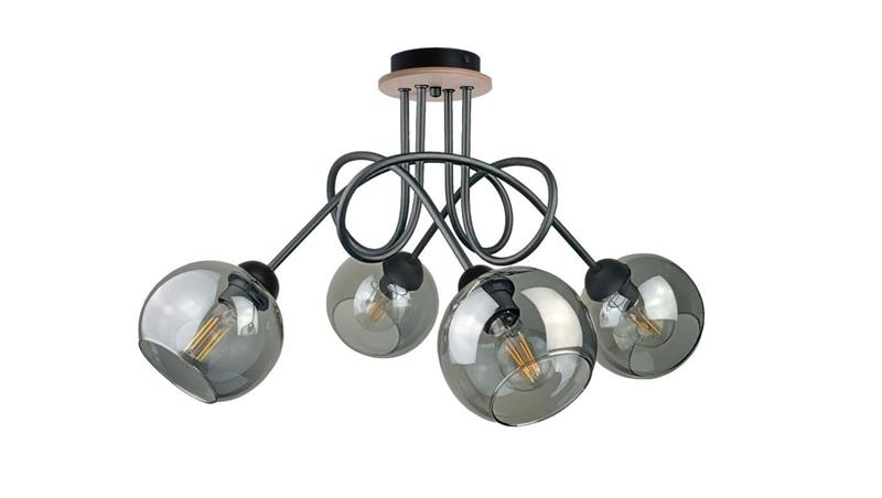 Lampa sufitowa nowoczesna 4xE27 RING BLACK/WOOD-87847 Lampa sufitowa nowoczesna 4xE27 RING BLACK/WOOD-87847