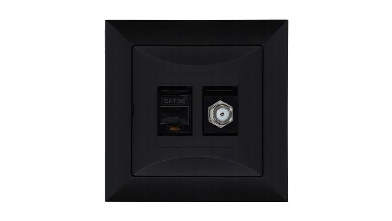 Gniazdo podtynkowe typu F + gn. RJ-45 czarny, Pola / 33205-85733 Gniazdo podtynkowe typu F + gn. RJ-45 czarny, Pola / 33205-85733