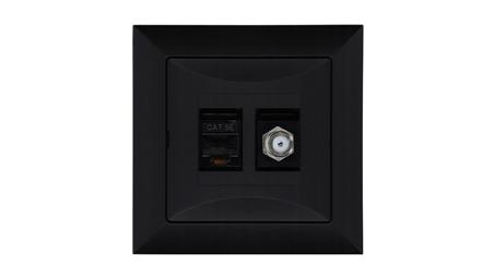 Gniazdo podtynkowe typu F + gn. RJ-45 czarny, Pola / 33205-85733