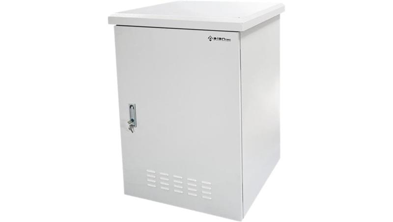 Zewnętrzna szafka rack IP55, wisząco-stojąca 19 18U 600x600, 4 belki nośne, 4 przepusty kablowe, kolor szary-88780
