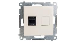 Simon 54 Gniazdo komputerowe pojedyncze RJ45 kat.6 z przesłoną kremowe D61.01/41-33937