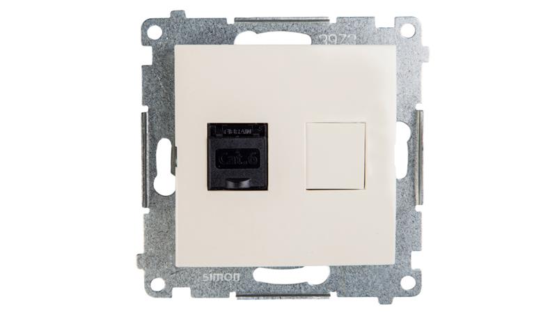 Simon 54 Gniazdo komputerowe pojedyncze RJ45 kat.6 z przesłoną kremowe D61.01/41-33937 Simon 54 Gniazdo komputerowe pojedyncze RJ45 kat.6 z przesłoną kremowe D61.01/41-33937