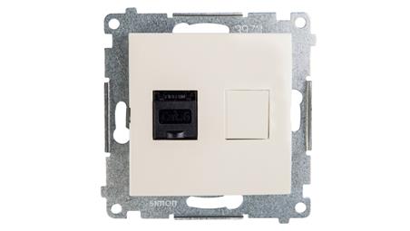 Simon 54 Gniazdo komputerowe pojedyncze RJ45 kat.6 z przesłoną kremowe D61.01/41-33937
