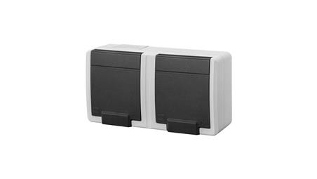 AQUANT 2K gniazdo natynkowe podwójne z uziemieniem 2x2P+Z IP55 szary 5042-10-85935