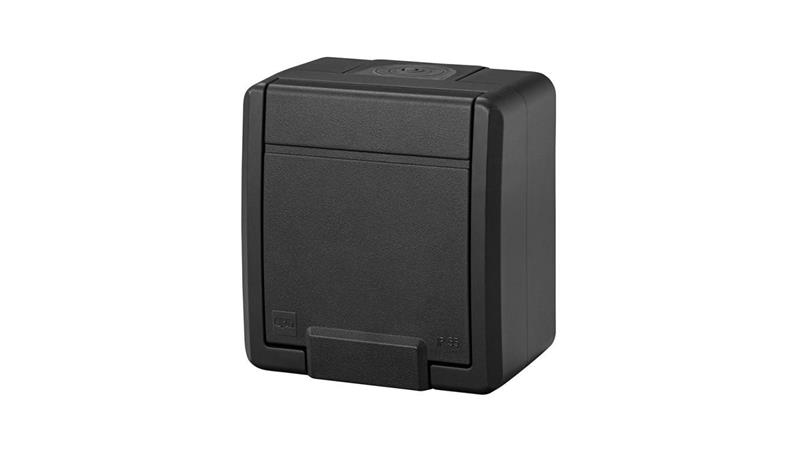 AQUANT 2K gniazdo natynkowe pojedyncze z uziemieniem 2P+Z IP55 antracytowy 5041-17-85950