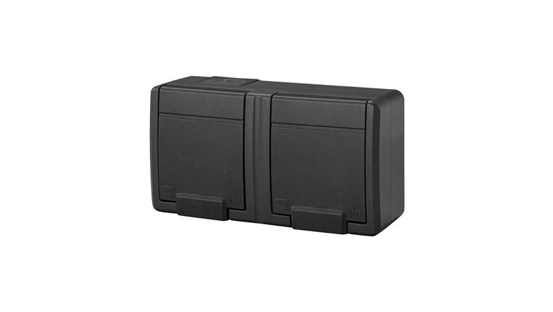 AQUANT 2K gniazdo natynkowe podwójne z uziemieniem 2x2P+Z IP55 antracytowy 5042-17-85937