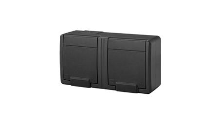 AQUANT 2K gniazdo natynkowe podwójne z uziemieniem 2x2P+Z IP55 antracytowy 5042-17-85937