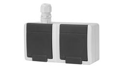 AQUANT 2K gniazdo natynkowe podwójne z uziemieniem 2x2P+Z IP65 szary 5042-65-85940