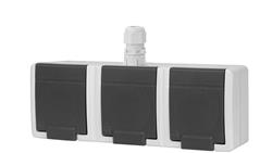 AQUANT 2K gniazdo natynkowe potrójne z uziemieniem 3x2P+Z IP65 szary 5043-65-85943