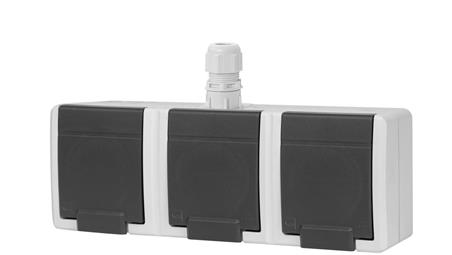 AQUANT 2K gniazdo natynkowe potrójne z uziemieniem 3x2P+Z IP65 szary 5043-65-85943