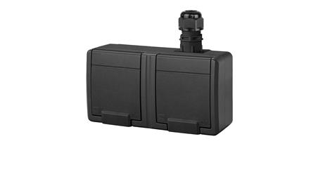 AQUANT 2K gniazdo natynkowe podwójne z uziemieniem 2x2P+Z IP65 antracytowy 5042-67-85951