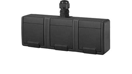 AQUANT 2K gniazdo natynkowe potrójne z uziemieniem 3x2P+Z IP65 antracytowy 5043-67-85942