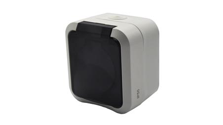 Gniazdo z uziemieniem pojedyncze natynkowe Aqua Pro IP55 białe klapka dymna / 60328-85960
