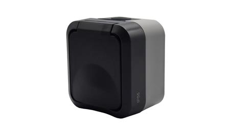 Gniazdo z uziemieniem pojedyncze natynkowe Aqua Pro IP55 szaro grafitowe klapka dymna / 60326-85959