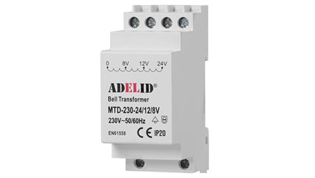 TRANSFORMATOR DZWONKOWY 230V NA DZWONEK 8V 12V 24V MTD-230-24/12/8V-84273