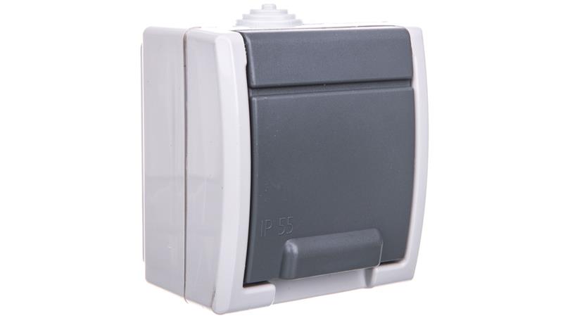 AQUANT Gniazdo pojedyncze SCHUKO n/t IP55 szare 1244-10-42904