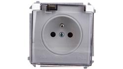 Simon Basic Gniazdo bryzgoszczelne z/u IP44 z przesłoną torów i klapką dymną białe BMGZ1Bz.01/11a-43191