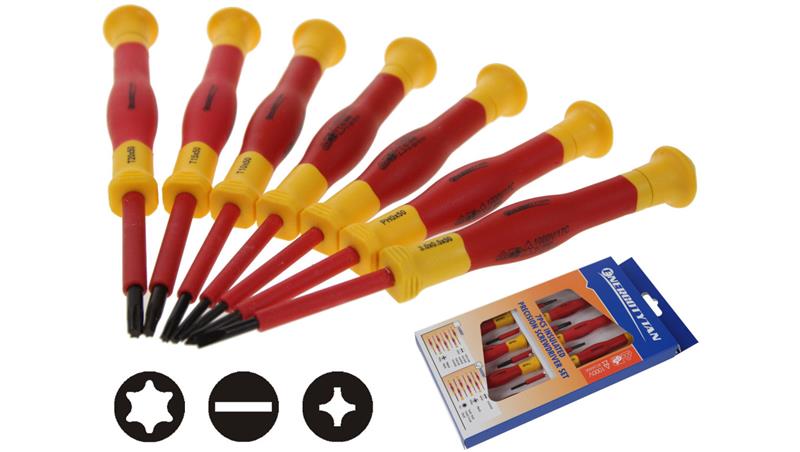 Zestaw wkrętaków precyzyjnych / Wkrętaki izolowane 1000V / Wkrętaki dla instalatorów 7 SZTUK - 1KV / E32207-113976 Zestaw wkrętaków precyzyjnych / Wkrętaki izolowane 1000V / Wkrętaki dla instalatorów 7 SZTUK - 1KV / E32207-113976