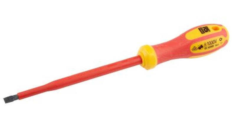 Wkrętak izolowany dla elektryka, grot Płaska 150 mm RS PRO-114157 Wkrętak izolowany dla elektryka, grot Płaska 150 mm RS PRO-114157
