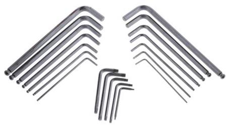 Zestaw kluczy imbusowych Jednostki metryczne, 19 szt. 2 mm, 2.5 mm, 3 mm, 4 mm, 5 mm, 5.5 mm, 6 mm, 6.5 mm, 8 mm, T10,-114425