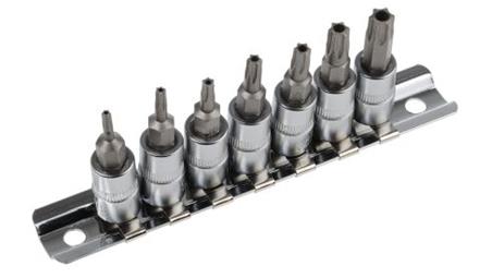 Końcówka wkrętakowa Torx, materiał Stal chromowo-molibdenowo-wanadowa, T10, T15, T20, T25, T30, T40, T8, 7 szt.-114206