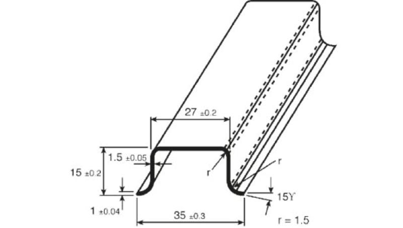 Szyna DIN Głęboka szyna typu Top Hat Bez otworów 1000mm x 35mm x 15mm-111825