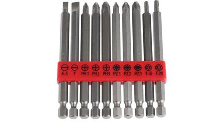 Zestaw końcówek, materiał Stal chromowo-molibdenowo-wanadowa, PH1, PH2, PH3, PZ1, PZ2, PZ3, SL4.5, SL7, T15, T20, 10-114309