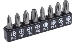 Zestaw końcówek, materiał Stal chromowo-molibdenowo-wanadowa, PH0 do PH3, PZ0 do PZ3, 8 szt.-114234