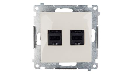 Simon 54 Gniazdo komputerowe podwójne 2xRJ45 kat.6 z przesłoną kremowe D62.01/41-33963