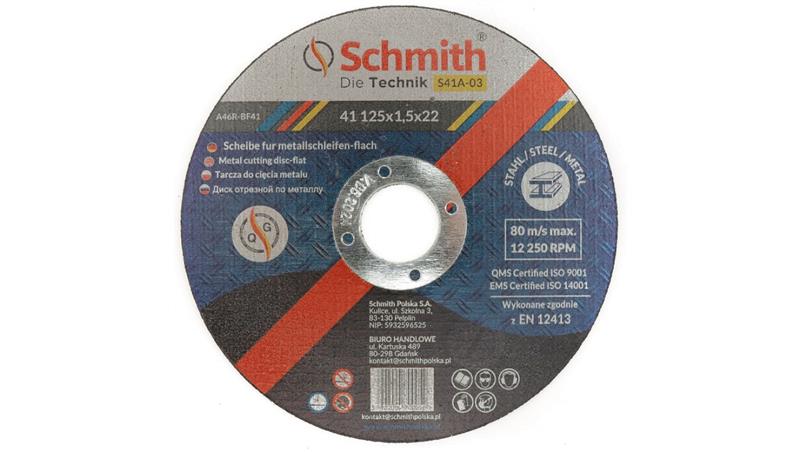 Tarcza do cięcia metalu 125x1,5 mocna Schmith-90412 Tarcza do cięcia metalu 125x1,5 mocna Schmith-90412